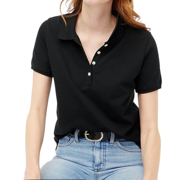 J. CREW Factory NWT Button Neck Pique Polo Top Size Small in Black - Picture 13 of 13